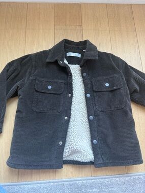 Zara Black Corduroy Jacket with Cream Sherpa